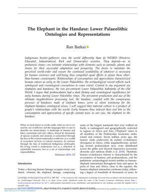 The Elephant in the Handaxe: Lower Palaeolithic Ontologies and Representations