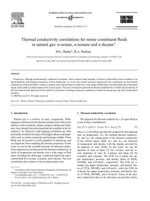 Thermal Conductivity Correlations for Minor Constituent Fluids in Natural