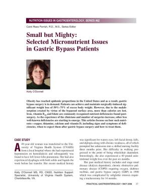 Selected Micronutrient Issues in Gastric Bypass Patients