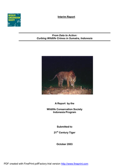 WCS Curbing Wildlife Crime Interim 2003