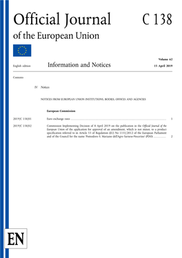 Official Journal C 138 of the European Union