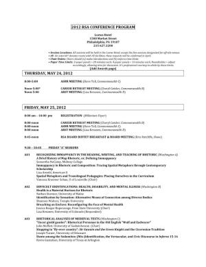 2012 Rsa Conference Program Thursday, May 24, 2012