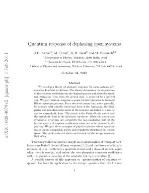 Quantum Response of Dephasing Open Systems Arxiv:1008.4079V2