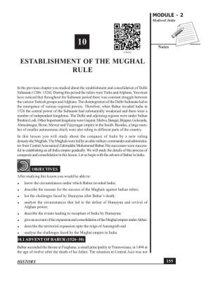 10. Establishment of the Mughal Rule