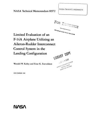 Aileron-Rudder Interconnect Control System in the I Landing Configuration G '