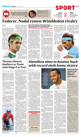 Federer, Nadal Renew Wimbledon Rivalry