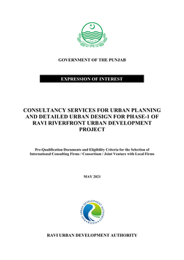 Consultancy Services for Urban Planning and Detailed Urban Design for Phase-1 of Ravi Riverfront Urban Development Project