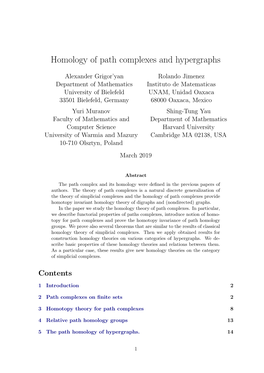 Homology of Path Complexes and Hypergraphs