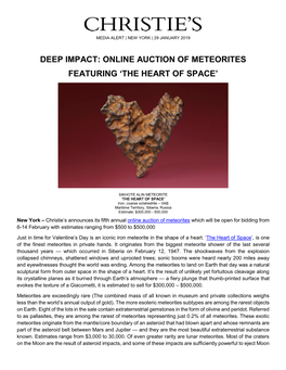 Online Auction of Meteorites Featuring ‘The Heart of Space’