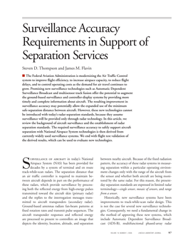 Surveillance Accuracy Requirements in Support of Separation Services Surveillance Accuracy Requirements in Support of Separation Services Steven D
