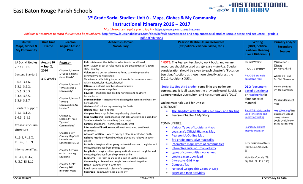 3Rd Grade Social Studies: Unit 0