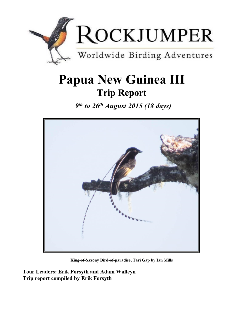 Papua New Guinea III Trip Report
