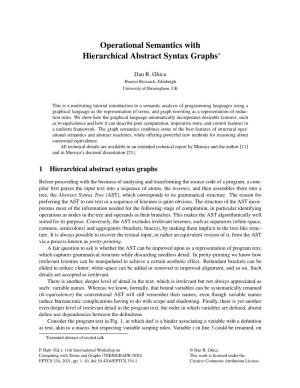 Operational Semantics with Hierarchical Abstract Syntax Graphs*