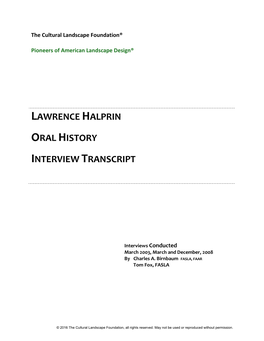 Lawrence Halprin Oral History Transcript