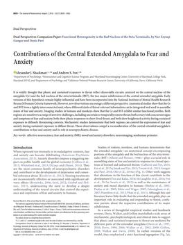 Contributions of the Central Extended Amygdala to Fear and Anxiety