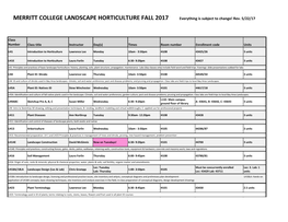 MERRITT COLLEGE LANDSCAPE HORTICULTURE FALL 2017 Everything Is Subject to Change! Rev