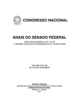Congresso Nacional Anais Do Senado Federal