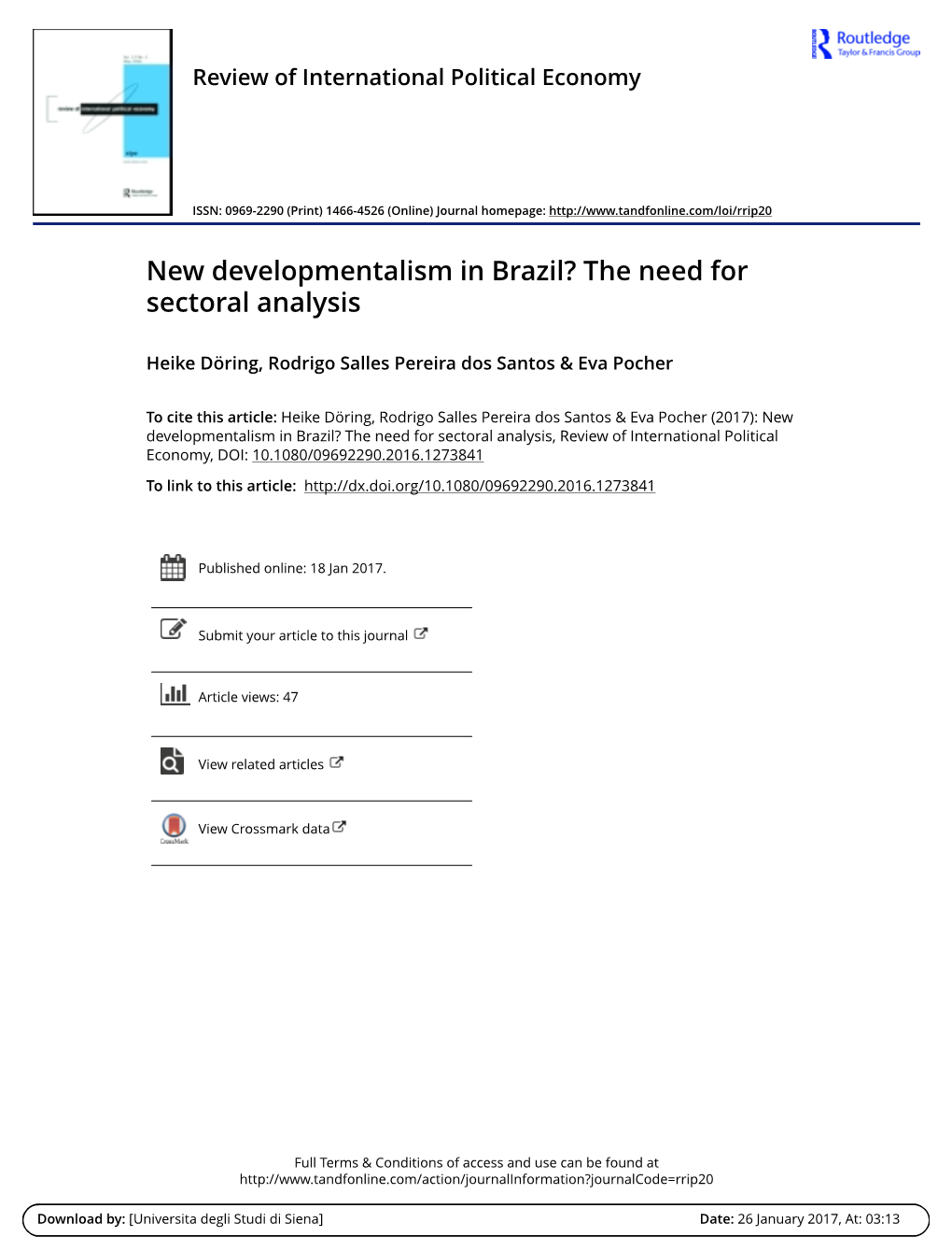 New Developmentalism in Brazil? the Need for Sectoral Analysis