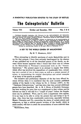 The Coleopterists' Bulletin