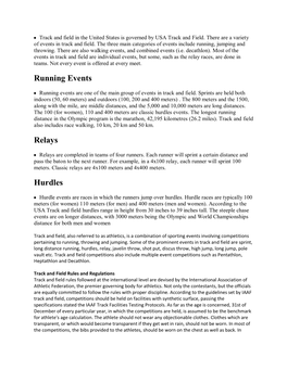 Running Events Relays Hurdles