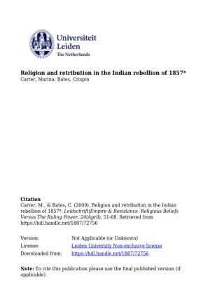 Religion and Retribution in the Indian Rebellion of 1857* Carter, Marina; Bates, Crispin