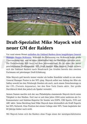 Draft-Spezialist Mike Mayock Wird Neuer GM Der Raiders