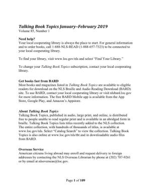 Talking Book Topics January-Februrary 2019