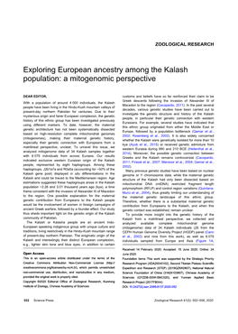 Exploring European Ancestry Among the Kalash Population: a Mitogenomic Perspective