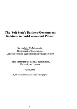 Business-Government Relations in Post-Communist Poland