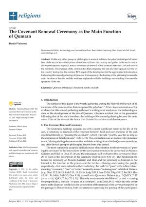 The Covenant Renewal Ceremony As the Main Function of Qumran