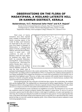 14 Observations on the Flora of Madayipara, a Midland
