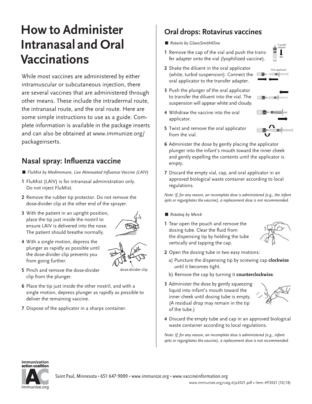 How to Administer Intranasal and Oral Vaccinations