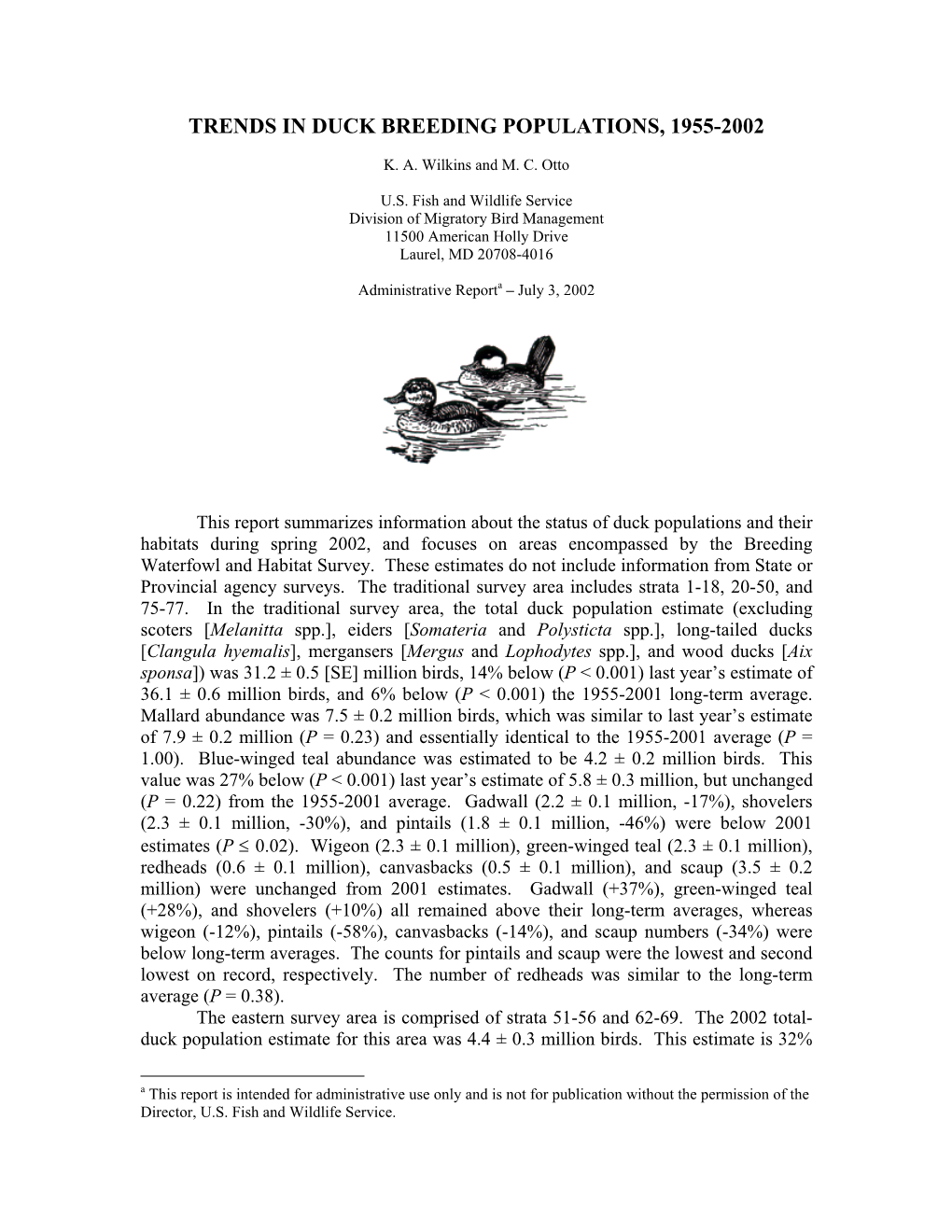 Trends in Duck Breeding Populations, 1955-2002