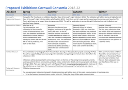 Proposed Exhibitions Cornwall Consortia 2018-22