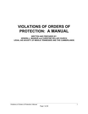 Violations of Orders of Protection: a Manual