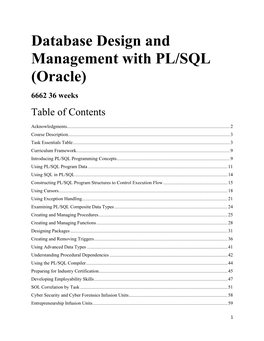 6662 Database Design and Management with PL/SQL (Oracle)