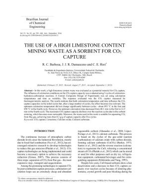 The Use of a High Limestone Content Mining Waste As a Sorbent for Co2 Capture