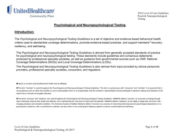 Psychological and Neuropsychological Testing