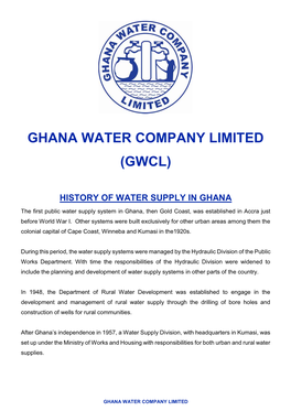 Ghana Water Company Limited (Gwcl)