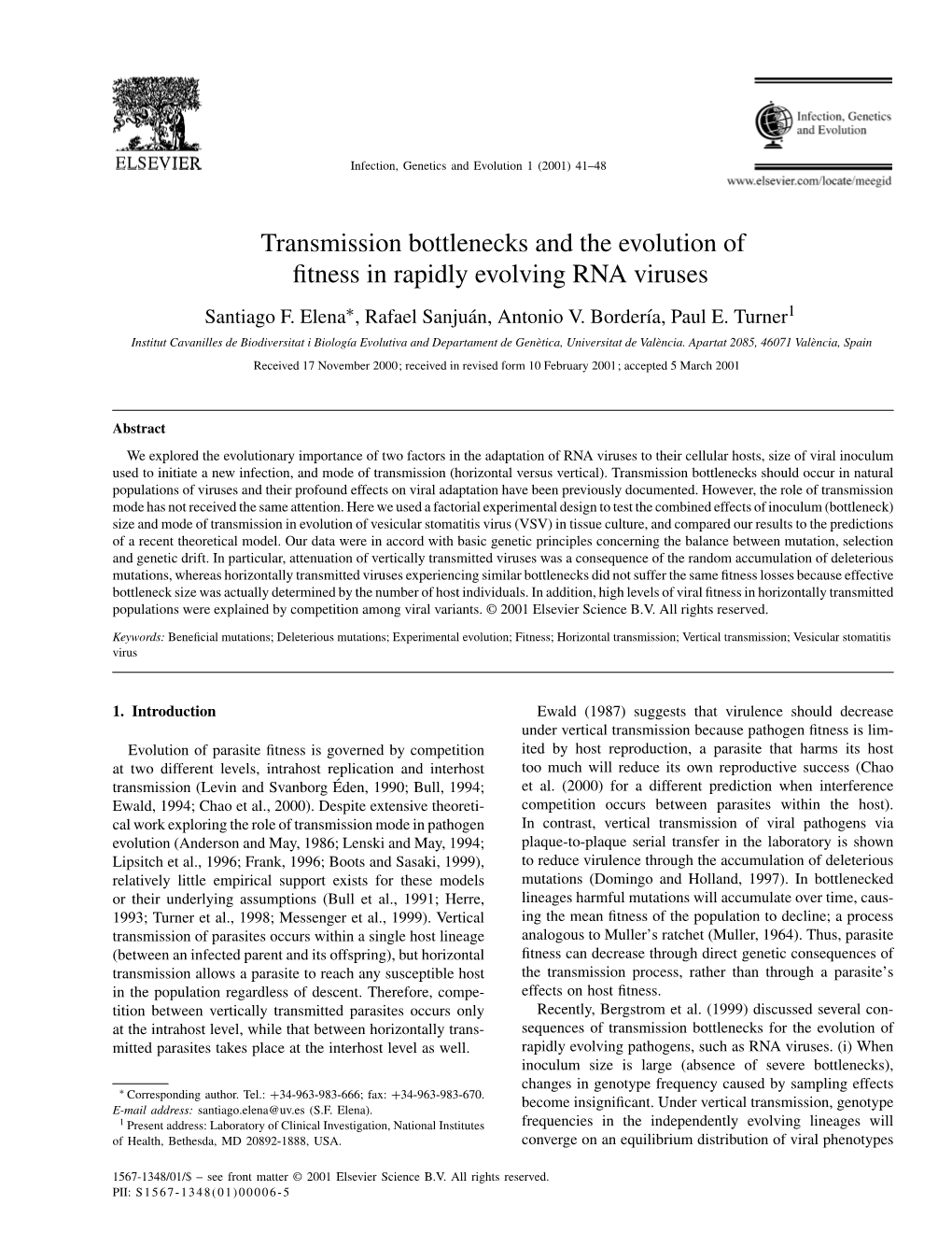 Transmission Bottlenecks and the Evolution of Fitness in Rapidly