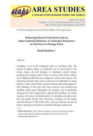 Enhancing Shared Civilizations Links in India-Cambodia Relations: a Cambodian Perspective on Soft Power in Foreign Policy