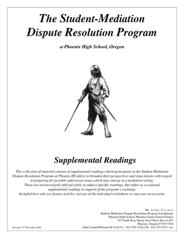 The Student-Mediation Dispute Resolution Program