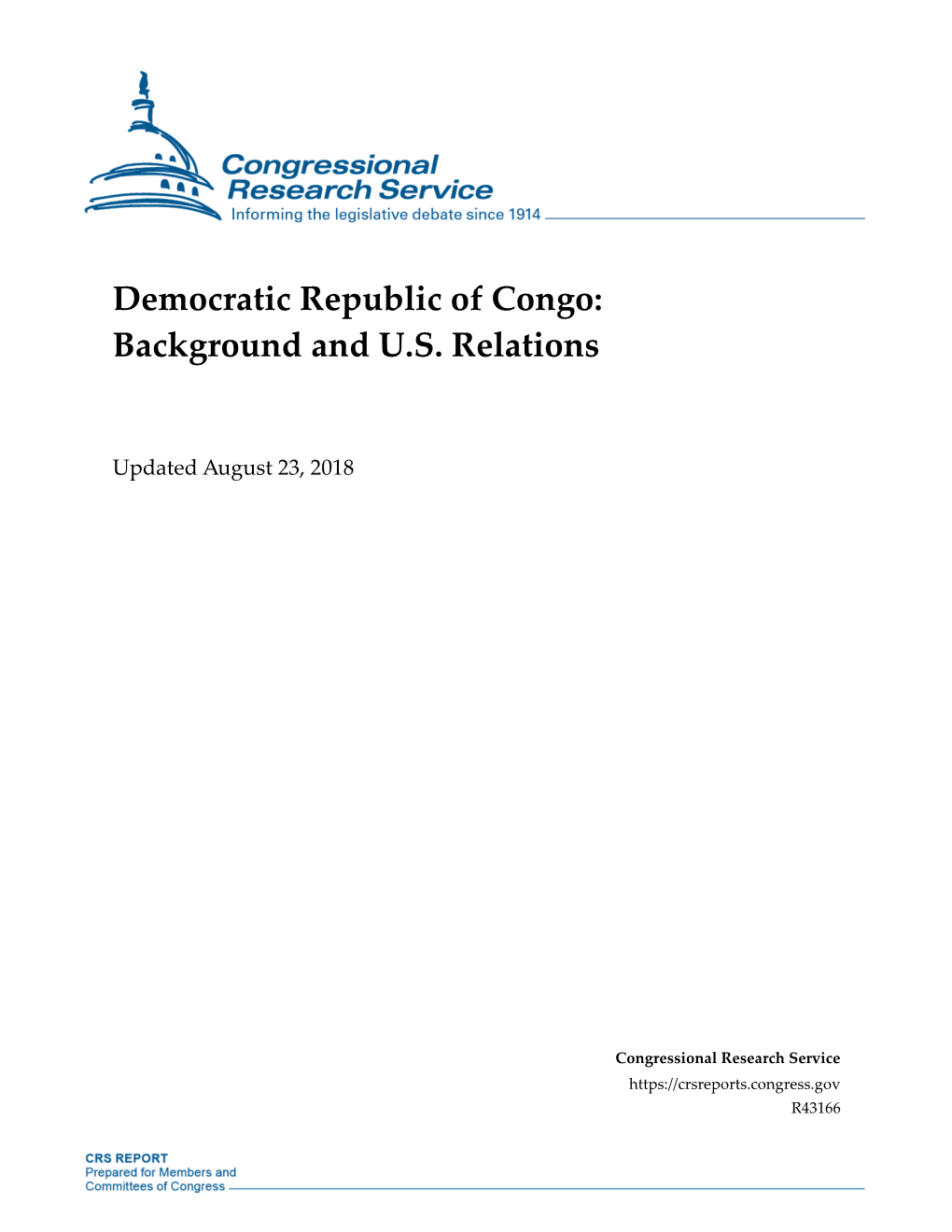 Democratic Republic of Congo: Background and U.S