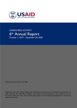 6Th Annual Report October 1, 2019 – September 30, 2020