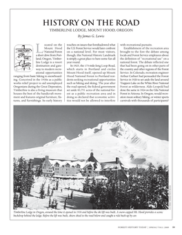 History on the Road TIMBERLINE LODGE, MOUNT HOOD, OREGON by James G