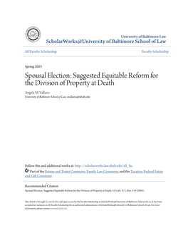Spousal Election: Suggested Equitable Reform for the Division of Property at Death Angela M
