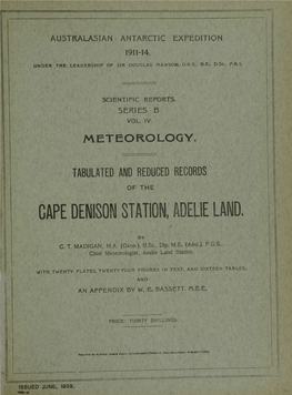 Cape Denison Station, Adelie Land