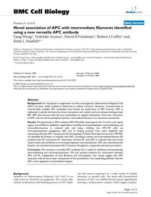 Novel Association of APC with Intermediate Filaments Identified