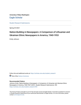 A Comparison of Lithuanian and Ukrainian Ethnic Newspapers in America, 1940-1953