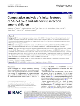 Comparative Analysis of Clinical Features of SARS-Cov-2 and Adenovirus Infection Among Children